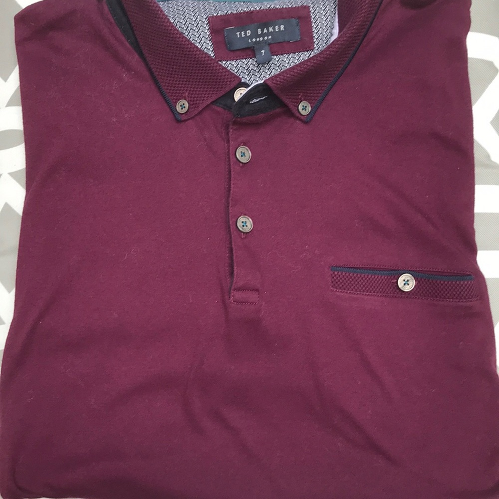 Ted Baker men’s burgundy short sleeve polo XL